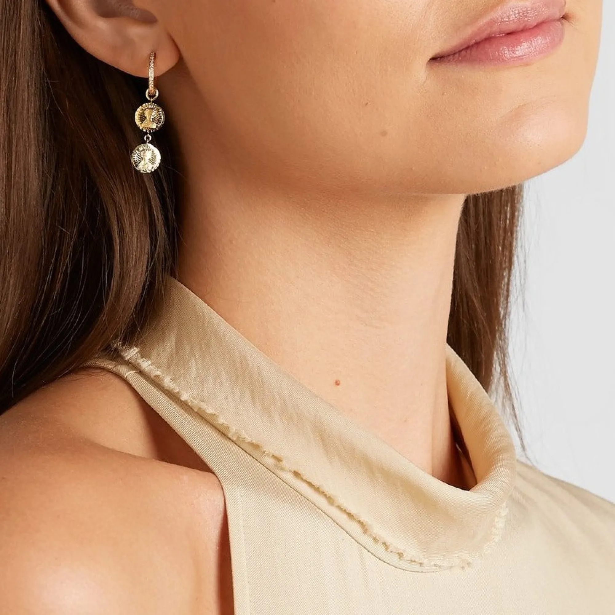 Anissa Kermiche Boucle D'Oreille Double Piece Louise D'Or