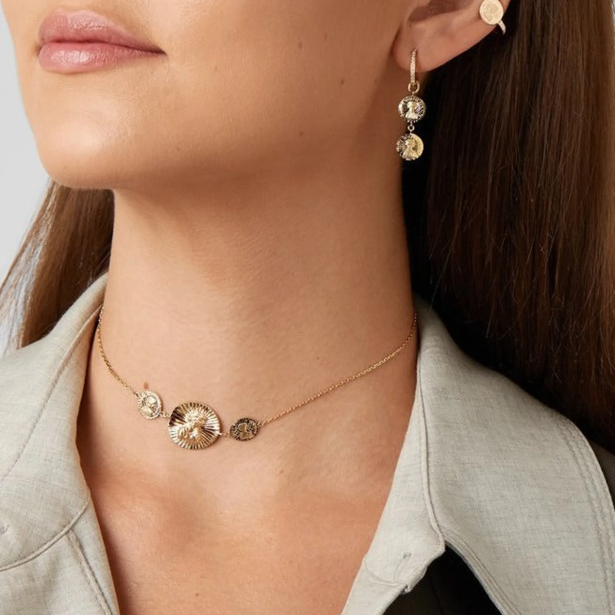Anissa Kermiche Boucle D'Oreille Double Piece Louise D'Or