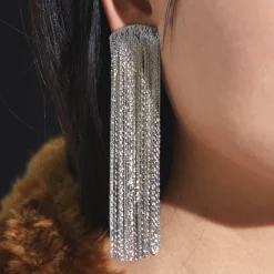 Anissa Kermiche Boucles D'Oreilles Grand Fil (Argent)